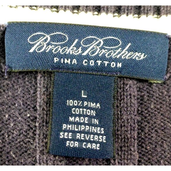 Brooks Brothers Pima Cotton Ribbed Sweater Vest Navy Blue White Trim Preppy Clas - Picture 2 of 6